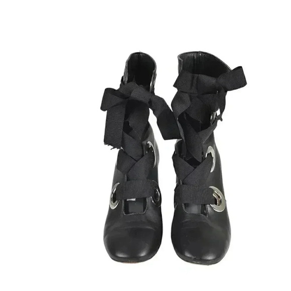 Miista London Black Leather Ribbon Lace-Up Boots Size 37 - Picture 7 of 16